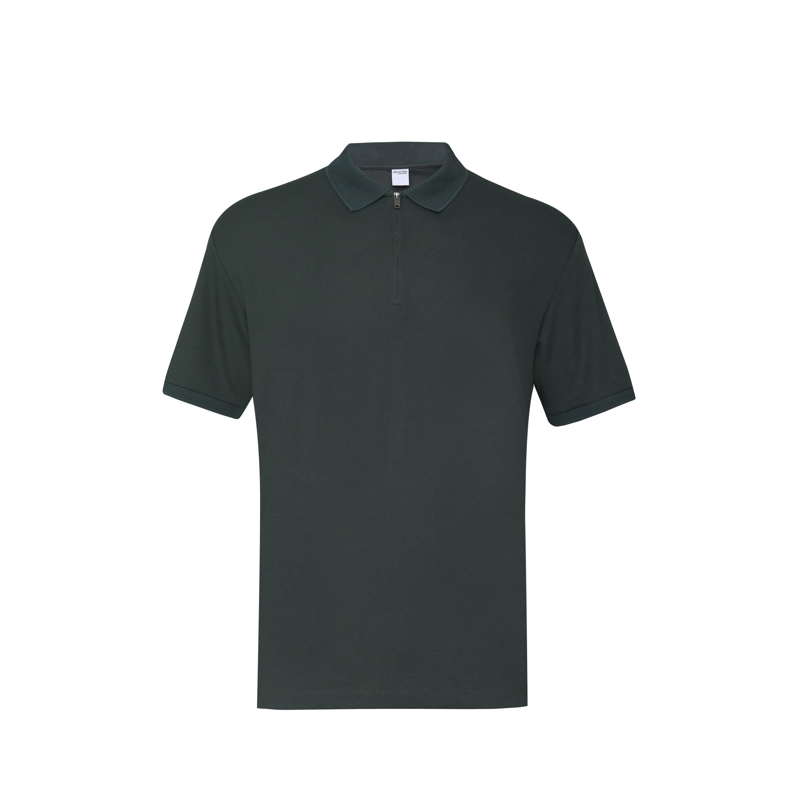 MZ-005 Olive Green Zipper Polo T-Shirt - Image 1