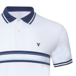 Men’s Premium Striped Polo Shirt White blue stripe - Image 4
