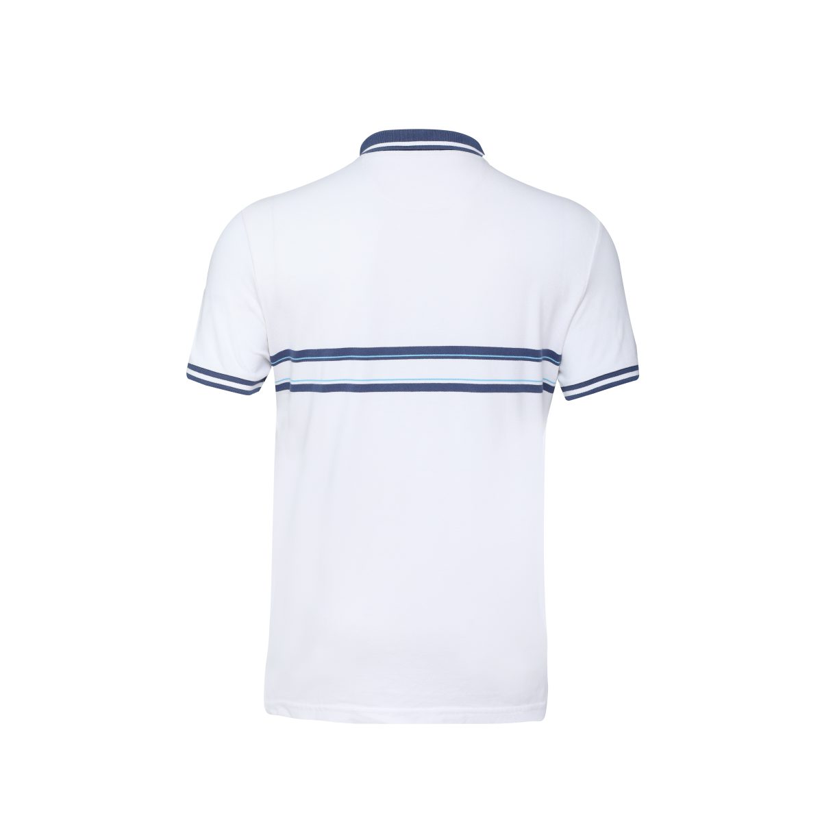 Men’s Premium Striped Polo Shirt White blue stripe - Image 3