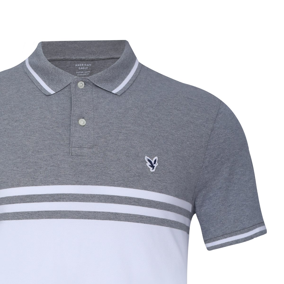 Men’s Premium Striped Polo Shirt White Gray stripe - Image 4