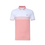 Men’s Premium Striped Polo Shirt White Pink Stripe